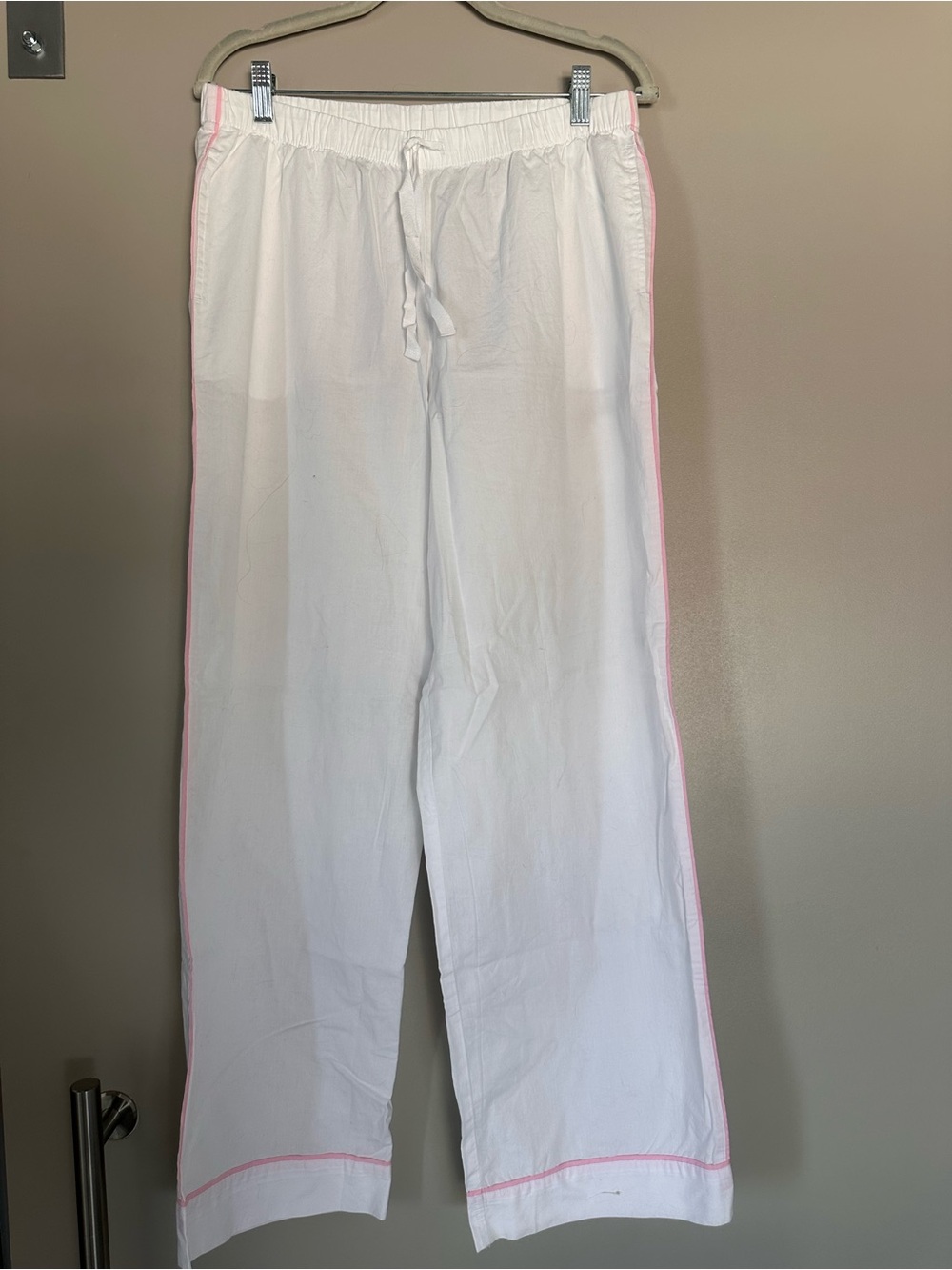 Victoria's Secret White Cotton Pajama Set with Pink Trim - 100% Cotton - Picture 3 of 6